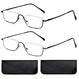FSRTEP Half Lens Reading Glasses For Men Metal Spring Hinge Reader Men Blue Light Blocking Frame Bla