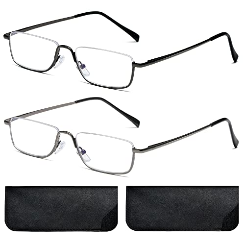 Fsrtep Half Lens Reading Glasses For Men Metal Spring Hinge Reader Men Blue Light Blocking Frame Black 2 Pack +1.25 #TOP6