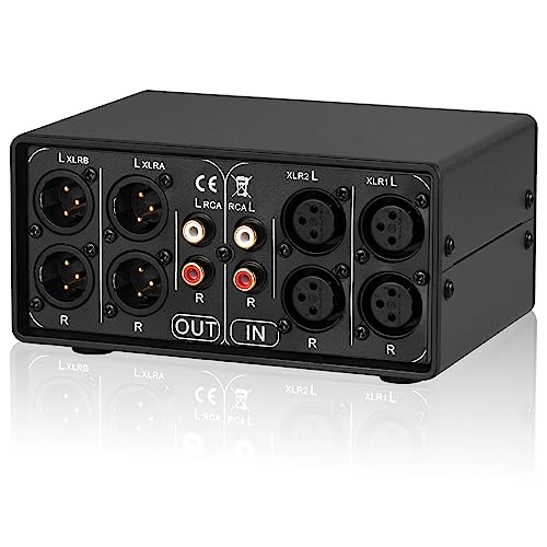 Douk Audio Nobsound Little Bear MC3 3-IN-3-OUT XLR Balanced/RCA Stereo Converter Audio Selector Splitter Box Passive Preamp XLR to RCA Audio Switch