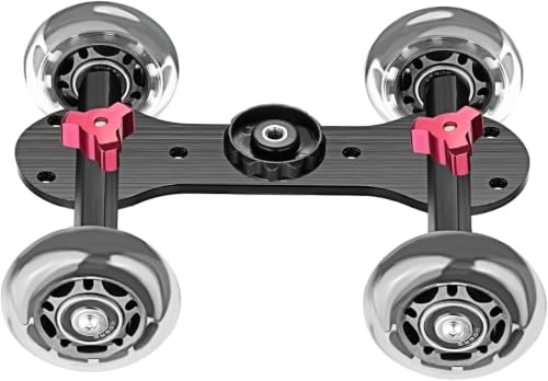 Image of Neewer Scaled Camera Table Dolly Slider with 22 pounds /10 kilograms Load Capacity Skater Design Aluminum Rods Rotatable Rubber Wheels 1 /4-inch 3 /8-inch Screw Threads for DSLRs Video Camcorders (Black)