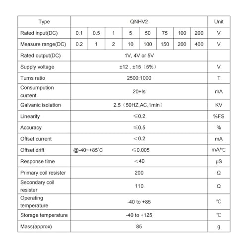 Sensor de voltaje Hall QNHV2 con salida DC 5V-01 y compatibilidad de rango DC 250V 4
