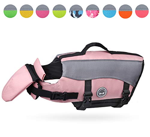 Vivaglory Dog Life Jackets, Pet Life Vest Lifesaver Dog Life Preserver with Extra
