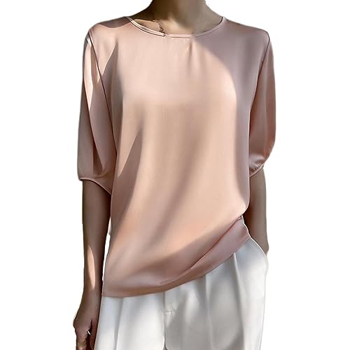 T-shirt en satin pour femmes chic et fluide en soie blanche pour le bureau