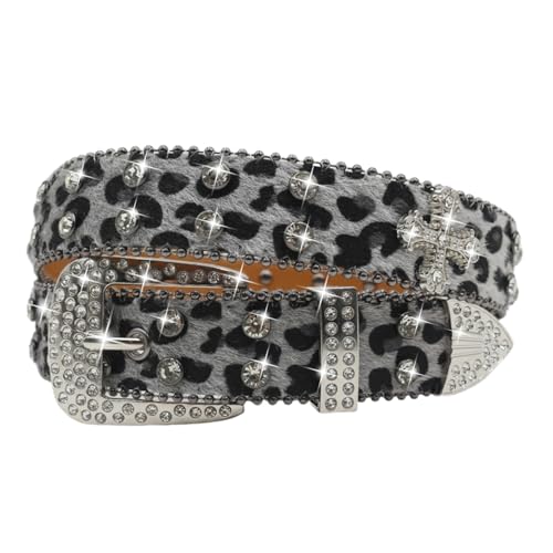 EVERBLTING Rhinestone Cross Belt Men Women Cross Leopard Belt Punk Studded Cross Belts Western Cowgirl BB Belts Y2k 105
