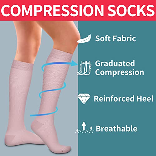 Image of Laite Hebe 4 Pairs-Compression Socks for Women&Men Circulation-Best Support for Nurses,Running,Athletic