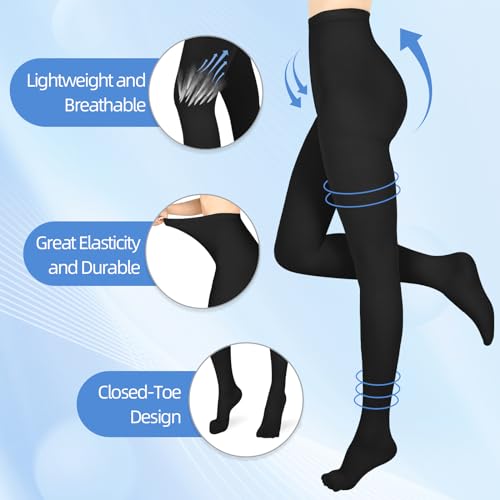 Image of Compression Pantyhose for Women & Men, Medical Graduated Compression Stockings, Compression Tights
