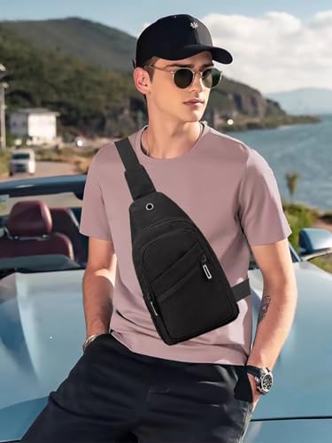 Image of AOSTIHOT Sling Bag Crossbody Bags for Women, Small Sling Backpack Cross Body Chest Daypac for Travel Casual Running Hiking Black White