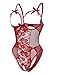 Avidlove Sexy Lingerie for Women One Piece Lace Babydoll Sleepwear Bodysuit Wine Red Large
