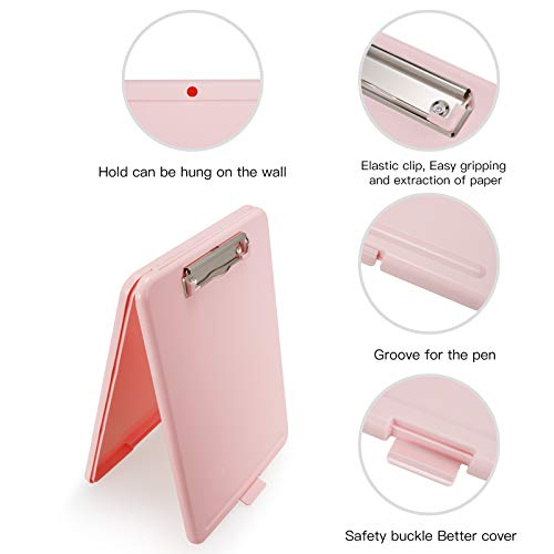Hongri Plastic Clipboard With Storage, Open Nursing Clipboard Foldable Storage For Nurses, Lawyers, Students, Classroom, Office, Women, Man, Size 13.4" X 9.4" X 0.9", Pink #TOP2