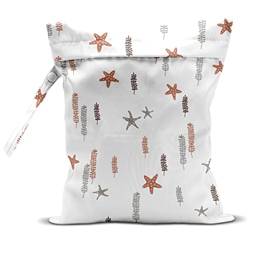 zcyxuuw Wet Bag, Wet Dry Bag, Wet Bag for Swimsuit, Travel, Beach, Pool, Diapers, Dirty Yoga Gym Clothes, Makeup Bag, Waterproof Reusable Beach Bag Ocean Decor Starfish Sea Horse Anchor