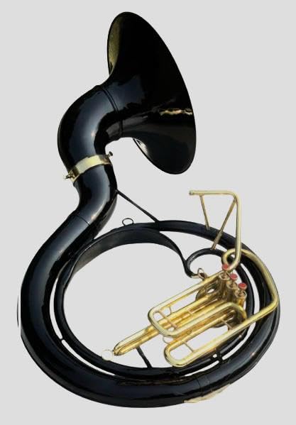HAHAPA Bb Sousaphone Tuba, 25 inch, Black Brass, King Size with Mouthpiece and Carry Bag