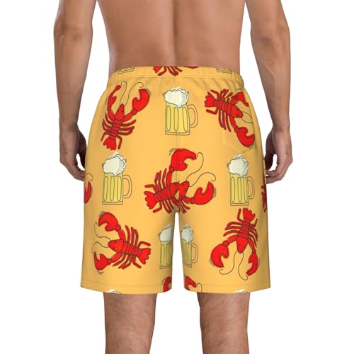 Beer and Crawfish Pattern Print Mens Beach Pants Men's Novelty Swimtrunks Quick Dry Lining Beach Board Shorts S-3XL3