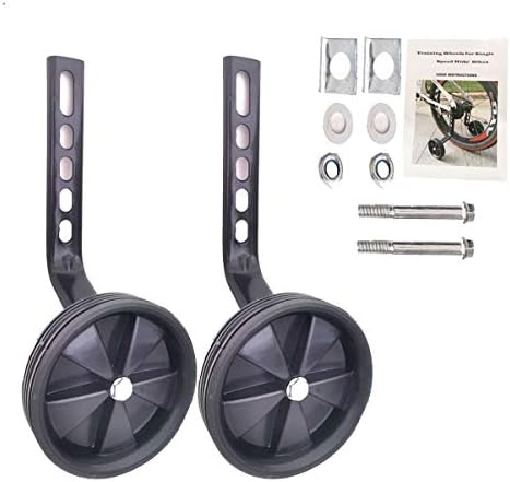 Mehome Bicycle Training Wheels Stronger Version Replacement Heavy Duty Rear with Stabilizers Mounted Kit for Children Kids Suitable for 12/14/ 16/18/ 20 inch (Black)