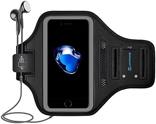 iPhone 13/12 Mini / iPhone 11 Pro / iPhone 7/8 Plus / iPhone 6/6s Plus Armband - LOVPHONE Sport Running Exercise Gym Sportband Case, with Key Holder & Card Slot, Water Resistant (Gray)