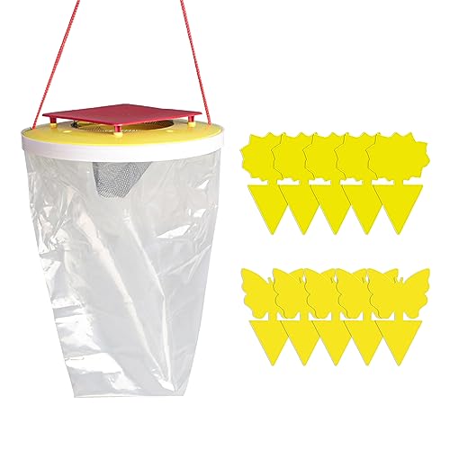 Trampa para moscas de 1 pieza, tablero adhesivo de 10 piezas, bolsa para moscas para exteriores, trampa para moscas, trampa adhesiva para insectos, adecuada para huertos, establos, aleros