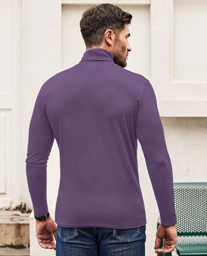DEMEANOR Mens Turtleneck Long Sleeve Lightweight Slim Fit Pullover Sweaters Casual Base Layer Thermal Knit Top3