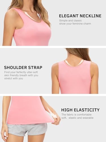 Image of Air Curvey 4 Pack Tank Top for Women Basic Undershirt Tanks Sleeveless Casual Shirts Soft Seamless Layering Tops