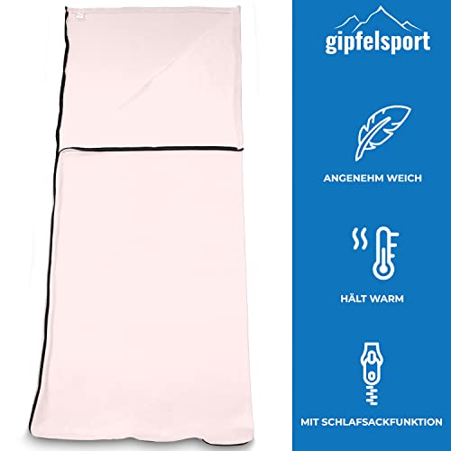 Mikrofaser Fleece Decke mit Schlafsackfunktion I Größe 185 x 150cm, 690 g I Microfaser Camping Deckenschlafsack I weiß