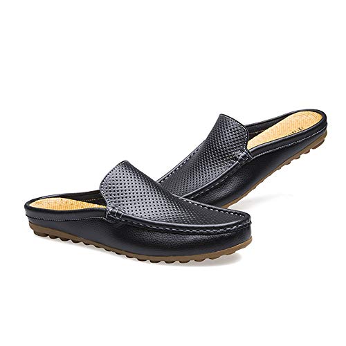 Outdoor Fashion Driving Slippers For Men Microfiber Leather Loafers Comfortable Breathable Perforated Sandals Anti-slip Flat Round Close Toe2