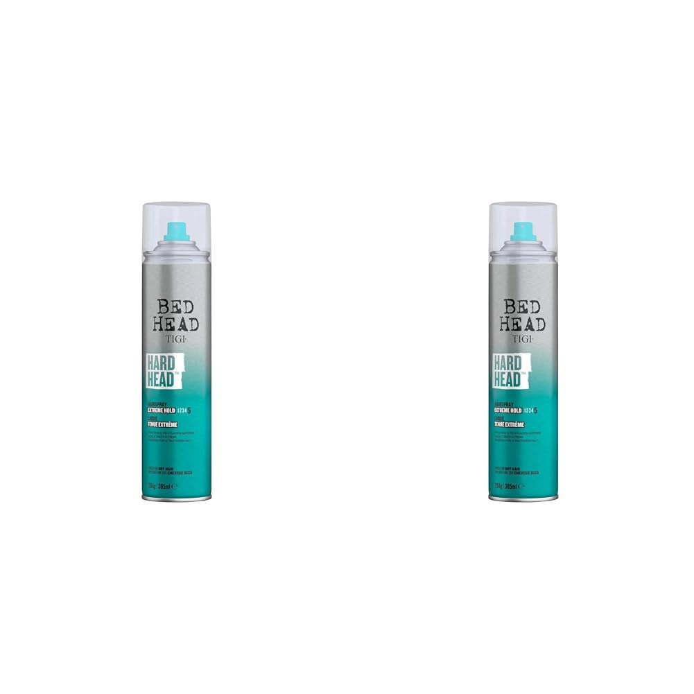 Bed Head by TIGI Hard Head Hairspray Multipack – 2-Pack Extra Strong Hold Hair Spray for Women and Men, Professional Salon Styling, Long-Lasting Control with Natural Shine Finish, Frizz Control
