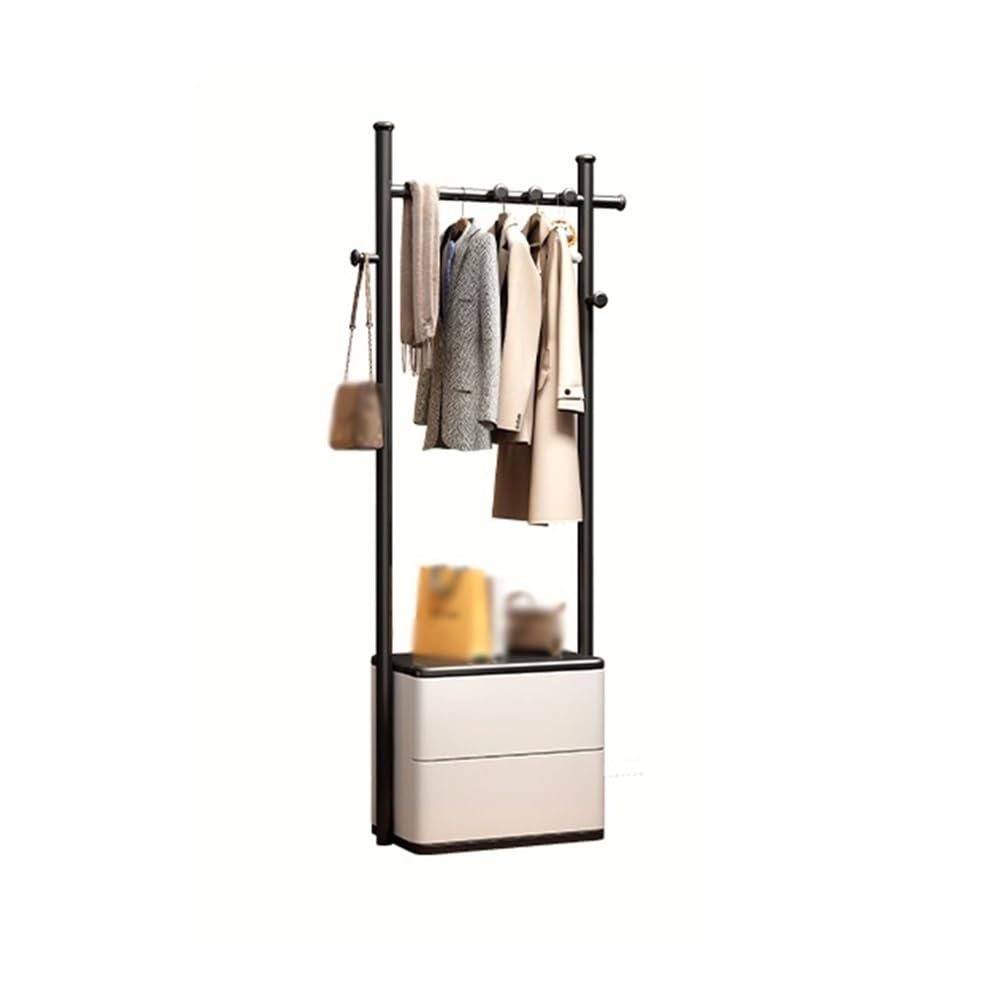 AILIUXIAOYAN Coat Rack Full Solid Wood Coat Rack Household Floor-standing Clothes Rack Bedroom Simple Clothes Rack Bedside Table(Black,L)