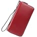 Dante Women's RFID Blocking Pebbled Real Leather Zip Around Wallet Clutch Large Travel Purse(Large Size Deep Red)