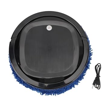 Qanyegn Mopping Robot Intelligent, Máquina de esfregaço de robô seco úmido, pó de pó de robô eficiente automático para quarto de casa (Preto)