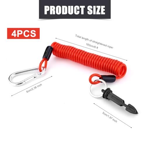 Image of 4pcs Trailer Breakaway Cables, 6 ft Heavy Duty Spring Towing Coiled Wire