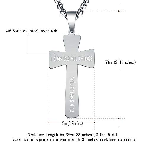 Football Cross Necklace Bracelets I CAN DO All Things Strength Bible Verse Stainless Steel Pendant Jewelry Gifts for Kids Boys Son Men2
