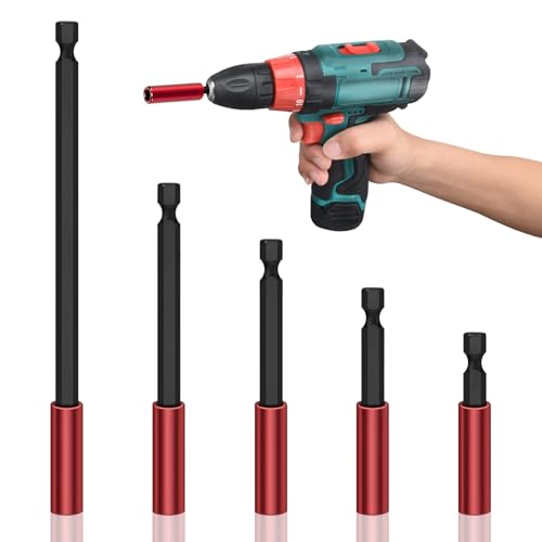 Euablfo 5 Pièces Rallonge D'Embout Magnétique, Porte-Embout Long 50/60/100/150/300 MM, Tige Hexagonale 1/4 Pouce, pour Perceuses et Tournevis