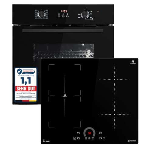 KKT KOLBE Autarkes Herdset | 60cm Einbaubackofen BO8005FB | 59cm Induktionskochfeld IH85901FZ | Flexzone | Grill | Automatik-Timer | Wärmeschutzverglasung | Kindersicherung | SET8005FBIH592FZ
