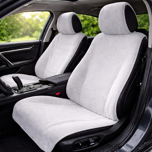 Image of Office Chair Towel | 500 GSM Towel with Tie Knot | Luxury Car Seat Towel Cover's | 100% Cotton Towel for Large Size | 70x140 CM | Pack of 2 - Light Grey