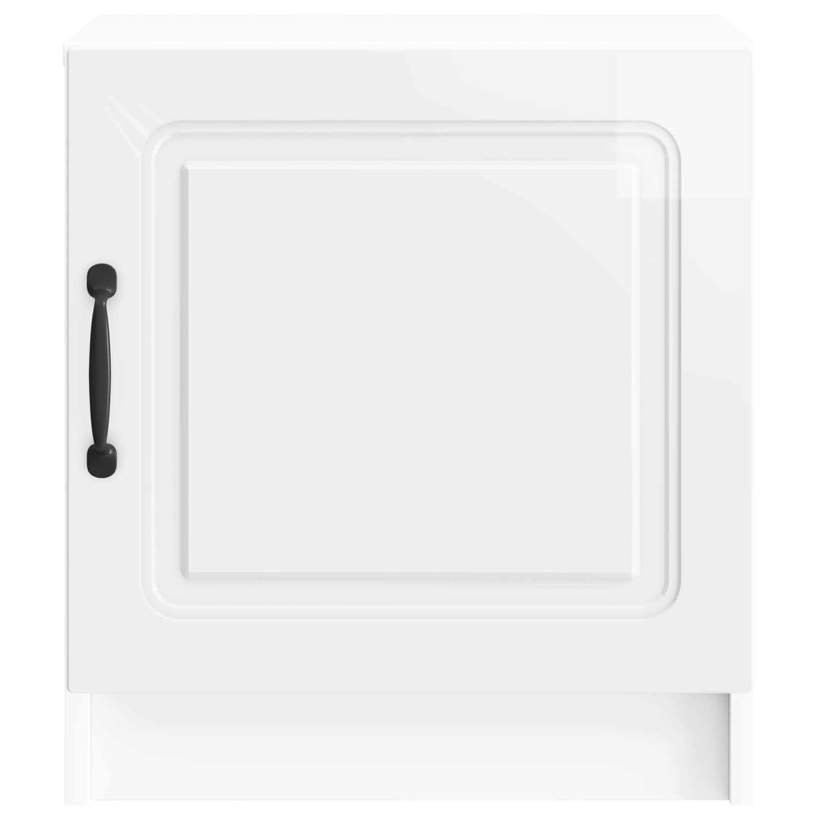Mesita de noche brillante blanco 43 x 34,5 x 47 cm madera