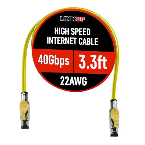 Image of LINKUP Cat 8 Ethernet Cable | Long Internet Cord | High Speed LAN Connection | RJ45 connectors | Use with Cat 5 / Cat 6 / Cat 7 | Optimal for Gaming