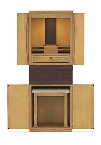 フランスベッド 仏壇 ナチュラル色 43号サイズ(幅46.7×奥行39.7×高さ129cm) 「お仏壇 メモリーナAM-01」 天然木薄板貼り仕上げ 下段には腰掛けが収納されています シンプルなデザインは洋室和室を問わず置いていただけます 30021916