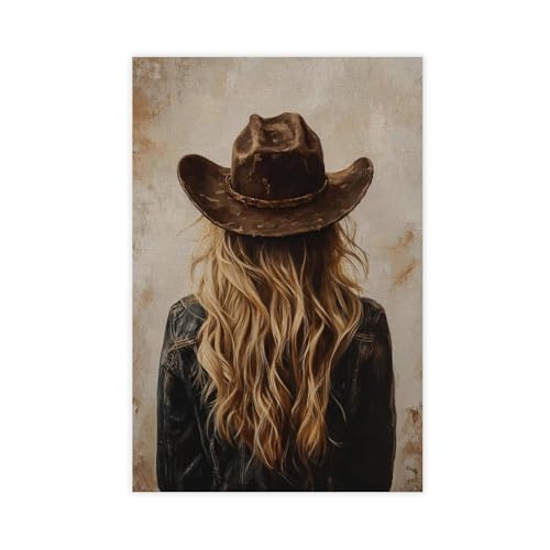 Décoration murale salon avec ce poster rétro cowgirl bohème