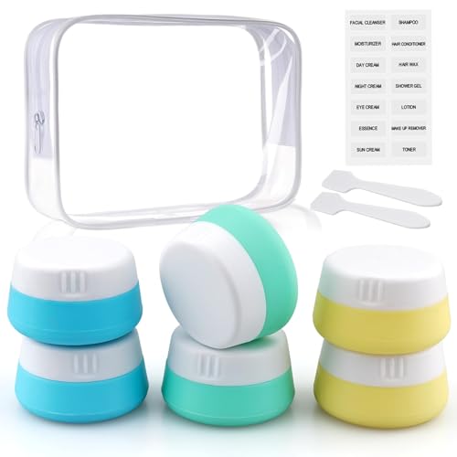 Travel Containers for Toiletries - 6 Pack Silicone Jars