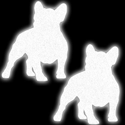 2x Reflektoraufkleber, Französische Bulldogge French Bulldog Bully Frenchi dog Reflexsticker reflektierende Aufkleber schwarz reflector Reflex Reflective y Fahrrad Bike Fahrrad Bicicleta Auto Sticker