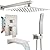 gotonovo Shower System with Tub Spout,Waterfall Tub Shower Faucet Set for Bathroom Head and Handle Set Wall Mounted 3 Function Rough-in Valve and Trim Included 12 inch Shower Head Brushed Nickel