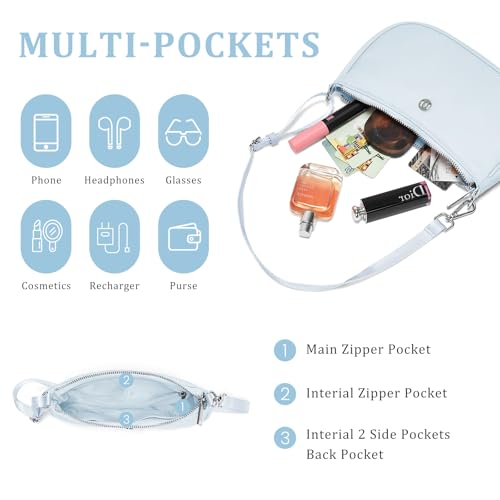 Image of Shoulder Bag for Women Handbags with Adjustable Strap Underarm Purse Mini Clutch Purses Trendy Crescent Bags 1L