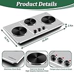 Cusimax Hot Plate,Countertop Triple Burner with 7″Cast Iron Cooktop,Electric Hot Plate for Cooking,11 Level Temperature Setting - Image 5