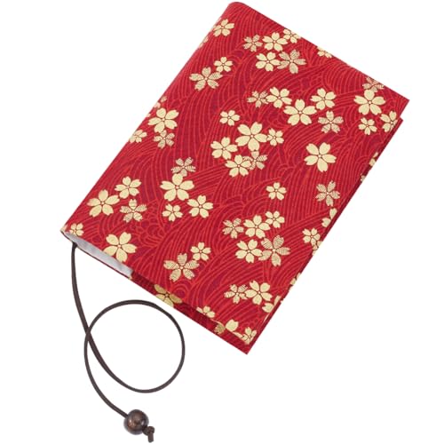 CRASPIRE Cherry Flower Book Protector Cloth Book Cover Adjustable Red Book Sleeve Soft Cloth Book Cover Retro for A6 Paperbacks Hardcover Books Classroom Students Teacher Book Lover