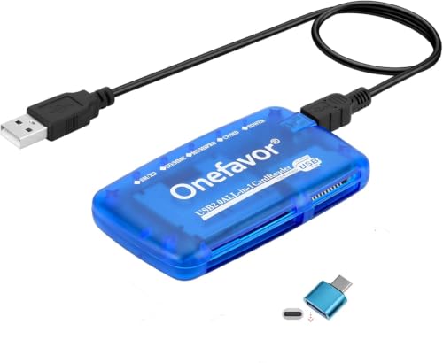 Onefavor SmartMedia Kartenleser schreiber, All-in-1-USB-Universal-Multi-Karten-Adapter, schlanker Hub, Lesen von Smart Media SD, XD, CF, MMC, MS