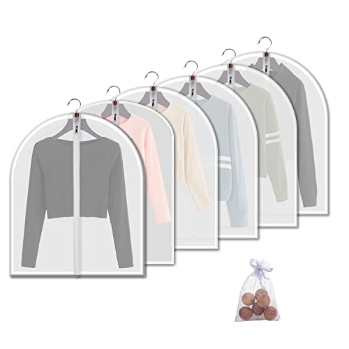 Image of Plastic Garment Bags Clothing Storage Bags Hanging for Closet Storage Cloth Bags with Zipper for Suit,Dress, Coat Travel Closet Clear Garment Bags Dust Garment Cover-24 inchX31 inch /6 Pack