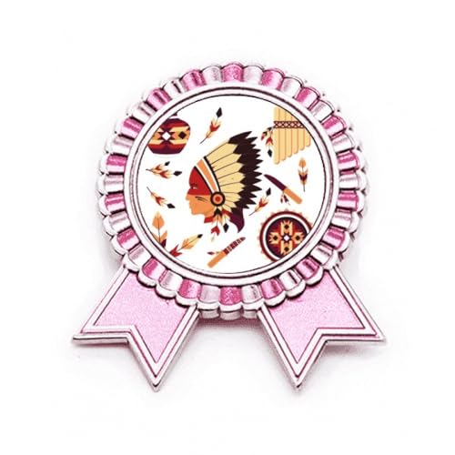 Broche indienne plume rose en métal : un bijou artisanal d'exception