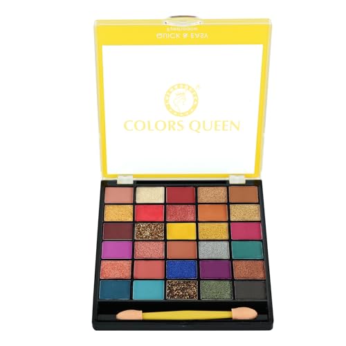 Colors Queen Quick & Easy Eyeshadow Palette | 30 Multi-Color Eye shadow Palette with Matte, Shimmer & Glitter Shades | Highly Pigmented, Easy to Blend, Long Lasting Eyeshadow Palette with Brush (Multi-color – 01, 18g)