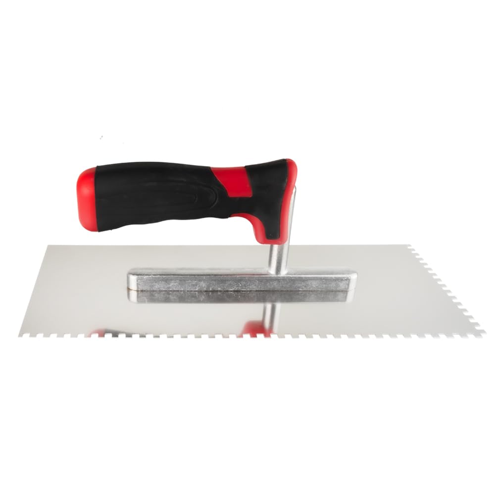 Curseur à dents 4x4 mm pour la pose de carrelage Spatule dentaire Curseur en acier inoxydable Poignée ergonomique Profi Acier inoxydable 270 x 130 mm