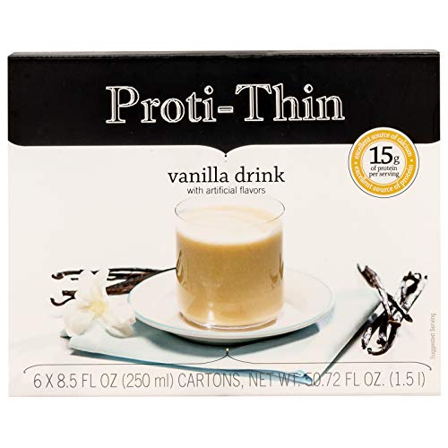 Proti-Thin High Protein Creamy Vanilla Shake, Healthy Desert Mix, Ready To Drink, 15G Protein, Low Calorie, Low Fat, Low Sugar, Keto Diet Friendly, Ideal Protein Compatible Shake, No Gluten Ingredients, 1 Pack Of 6 Servings #TOP3