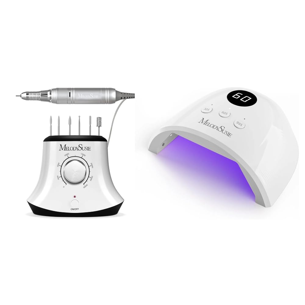 MelodySusie 30000 RPM Professional Nail Drill Scarlet with UV Nail Lamp Plus30F
