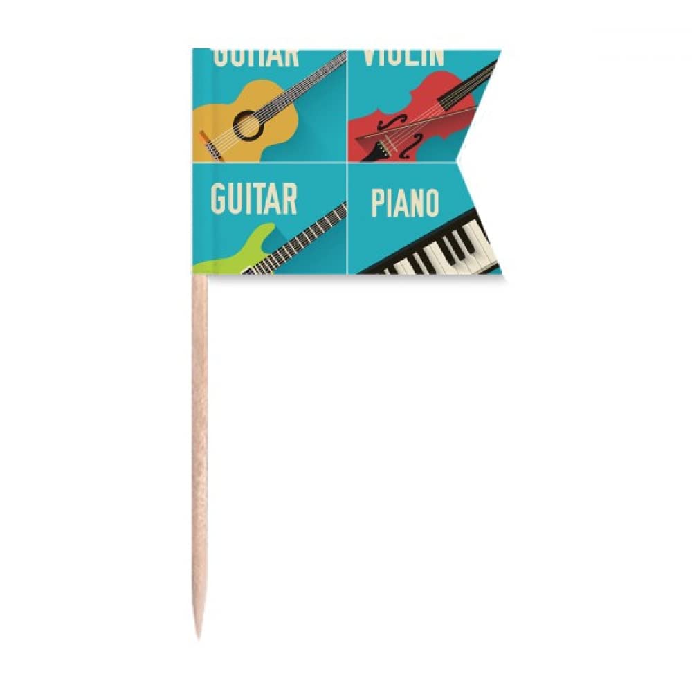 Guitare violon piano déco gâteau fête et pique fromage sur cure-dent